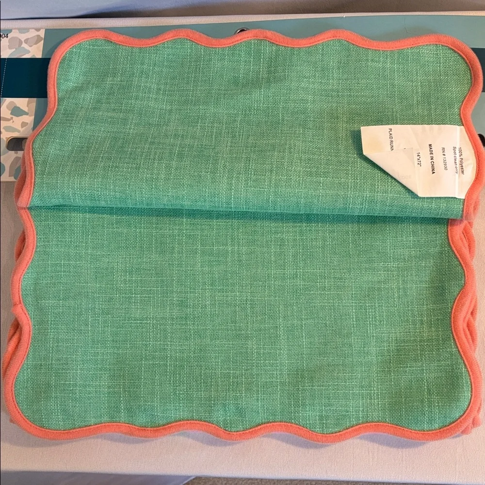 NEW The spring Shop Easter colorful white pastels plaid Table Runner 14” X 72”
